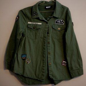 Star Wars Elite Forces army green patches button down women medium cool …